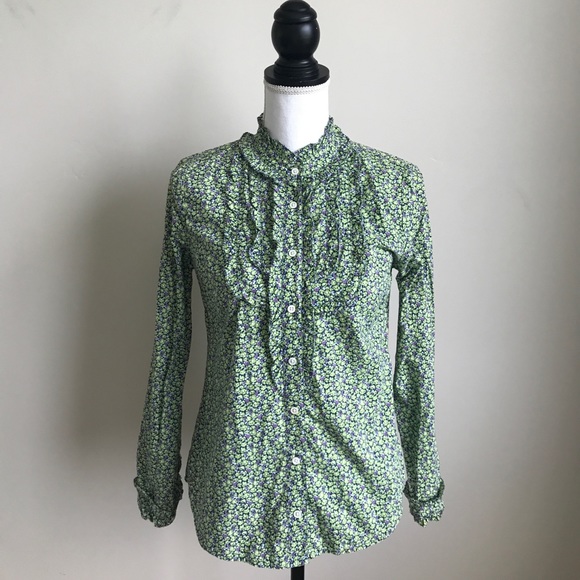 J. Crew floral green shirt button down Size XS - Picture 2 of 7